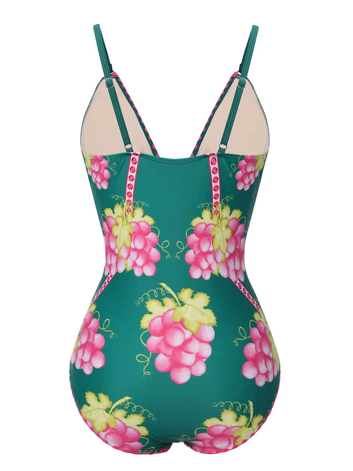1950s Deep V Grape One-Piece Swimsuit