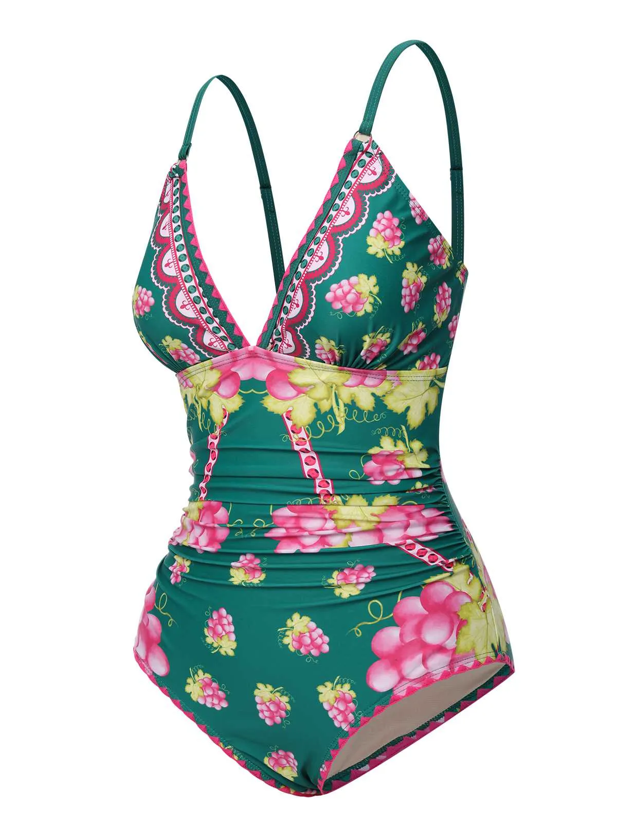 1950s Deep V Grape One-Piece Swimsuit