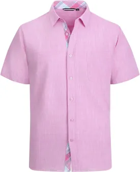 Alex Vando Mens Dress Shirts 4-Way Stretch Wrinkle Free Regular Fit Short Sleeve Men Button Down Shirt