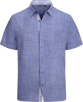 Alex Vando Mens Dress Shirts 4-Way Stretch Wrinkle Free Regular Fit Short Sleeve Men Button Down Shirt