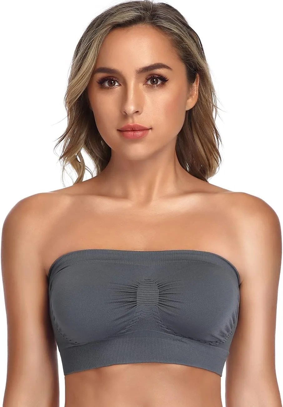 ANGOOL Strapless Comfort Wireless Bra with Slip Silicone Bandeau Bralette Tube Top