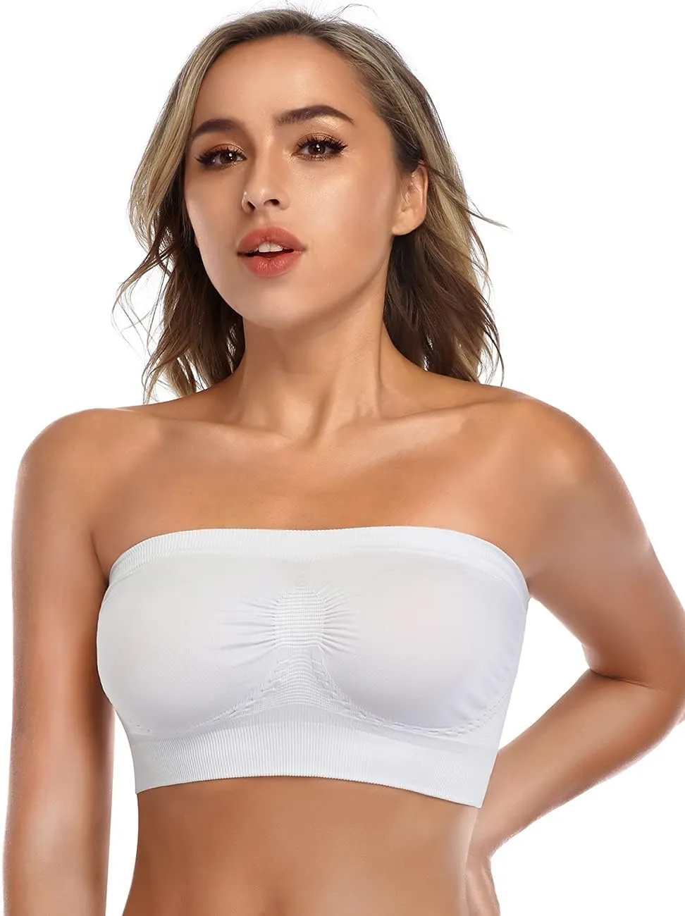 ANGOOL Strapless Comfort Wireless Bra with Slip Silicone Bandeau Bralette Tube Top