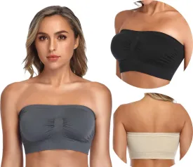 ANGOOL Strapless Comfort Wireless Bra with Slip Silicone Bandeau Bralette Tube Top
