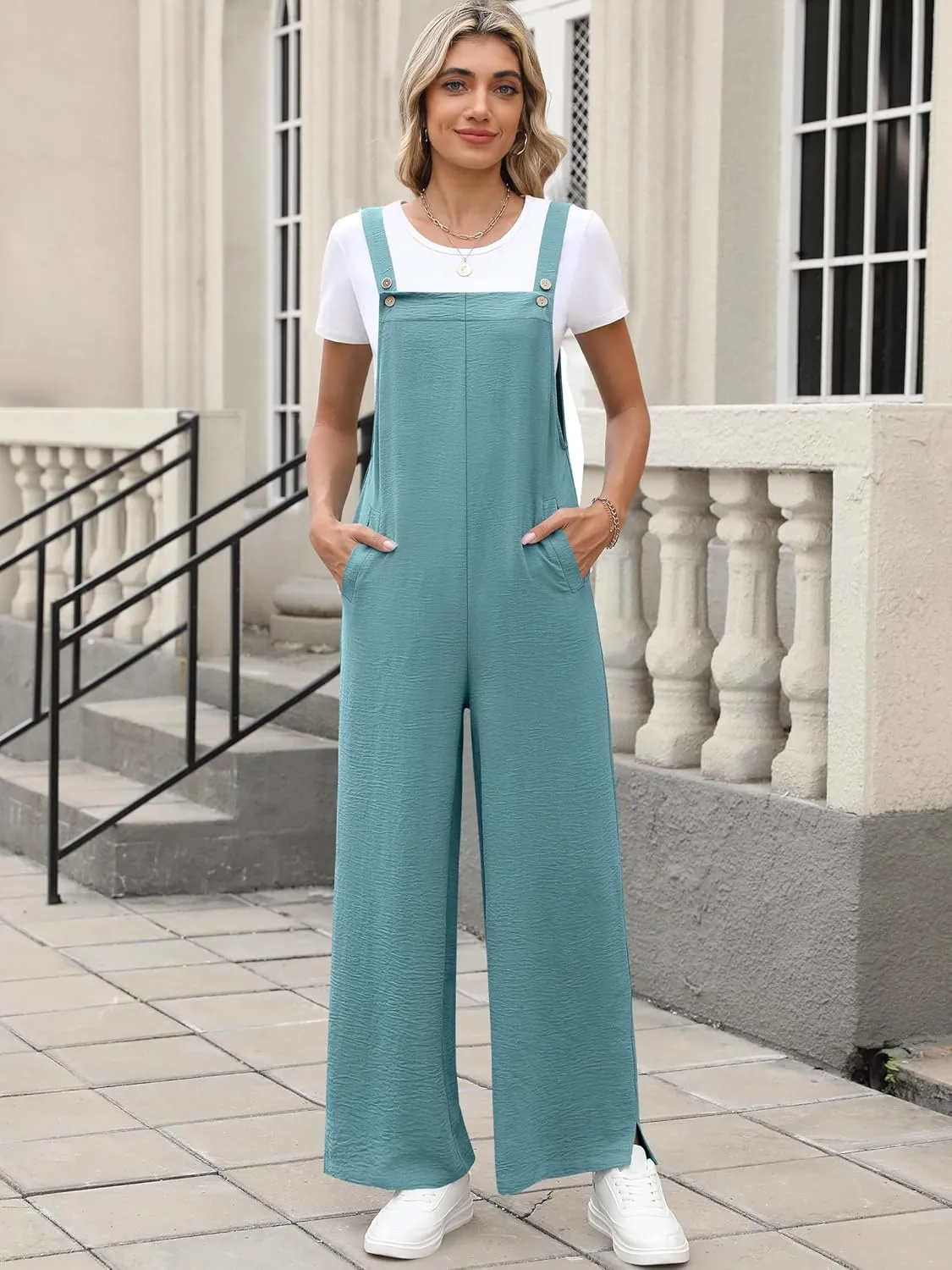 ANRABESS Overalls for Women 2025 Summer Casual Loose One Piece Outfits Baggt Wide Leg Jumpers Lightweight Comfy Rompers