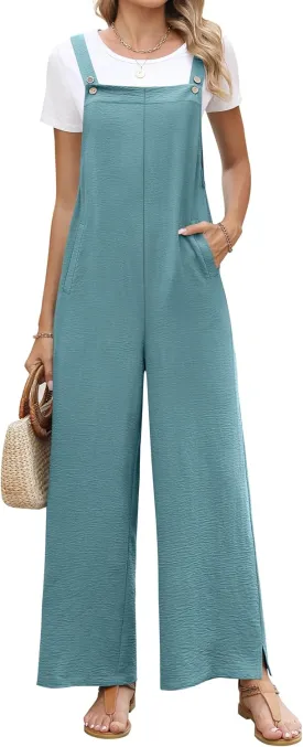 ANRABESS Overalls for Women 2025 Summer Casual Loose One Piece Outfits Baggt Wide Leg Jumpers Lightweight Comfy Rompers