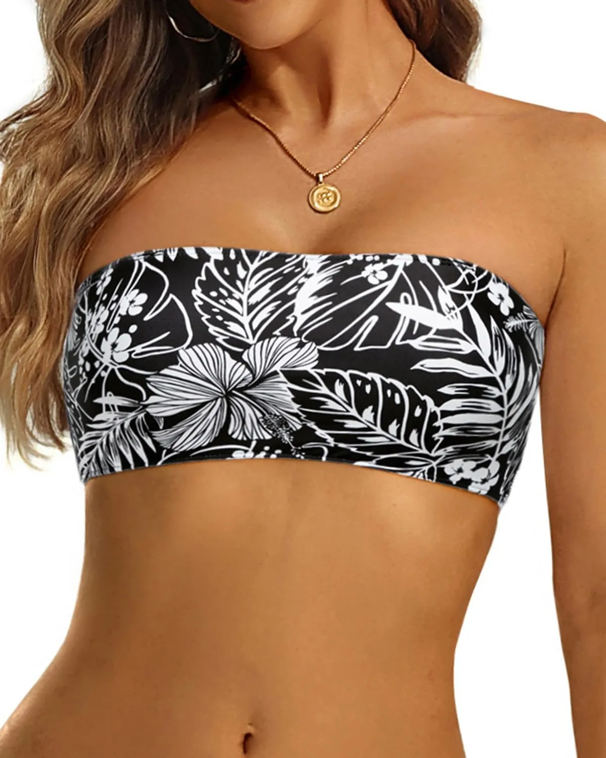 Aqua Eve Women Strapless Bikini Top Only Bandeau Swim Top Tube Top Swimsuit