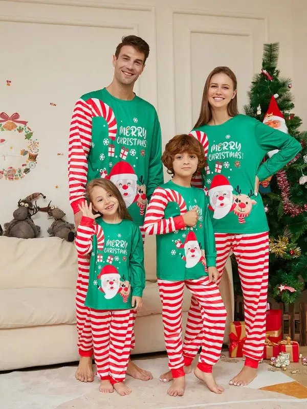 Blue Zone Planet |  New cartoon Santa Claus letter print parent-child Christmas pajamas home wear set (dad style)
