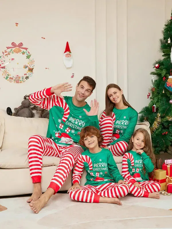 Blue Zone Planet |  New cartoon Santa Claus letter print parent-child Christmas pajamas home wear set (dad style)