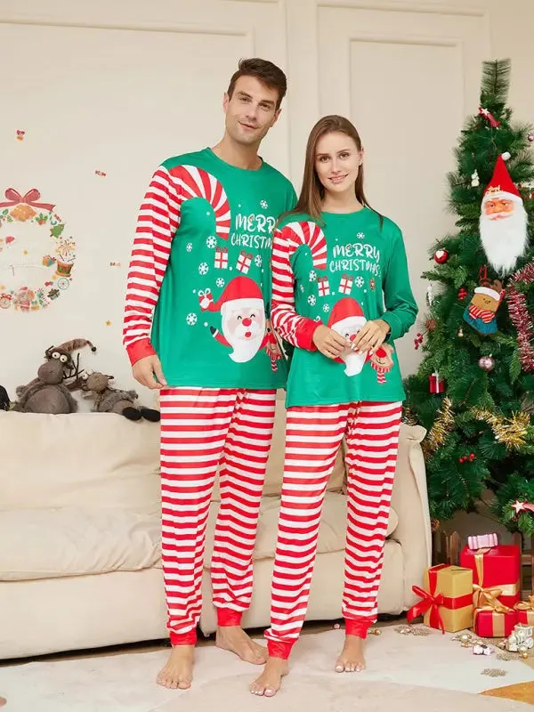 Blue Zone Planet |  New cartoon Santa Claus letter print parent-child Christmas pajamas home wear set (dad style)
