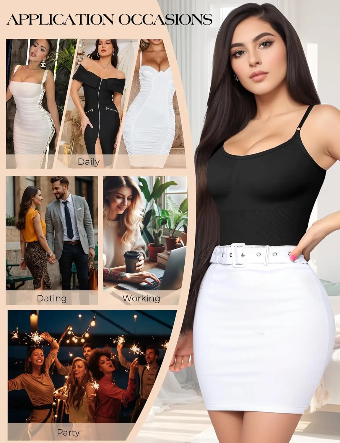 Bodysuits for Women Tummy control, Seamless Shapewear Bodysuit for Women, Sleeveless V neck Tank Top Clothing Woman