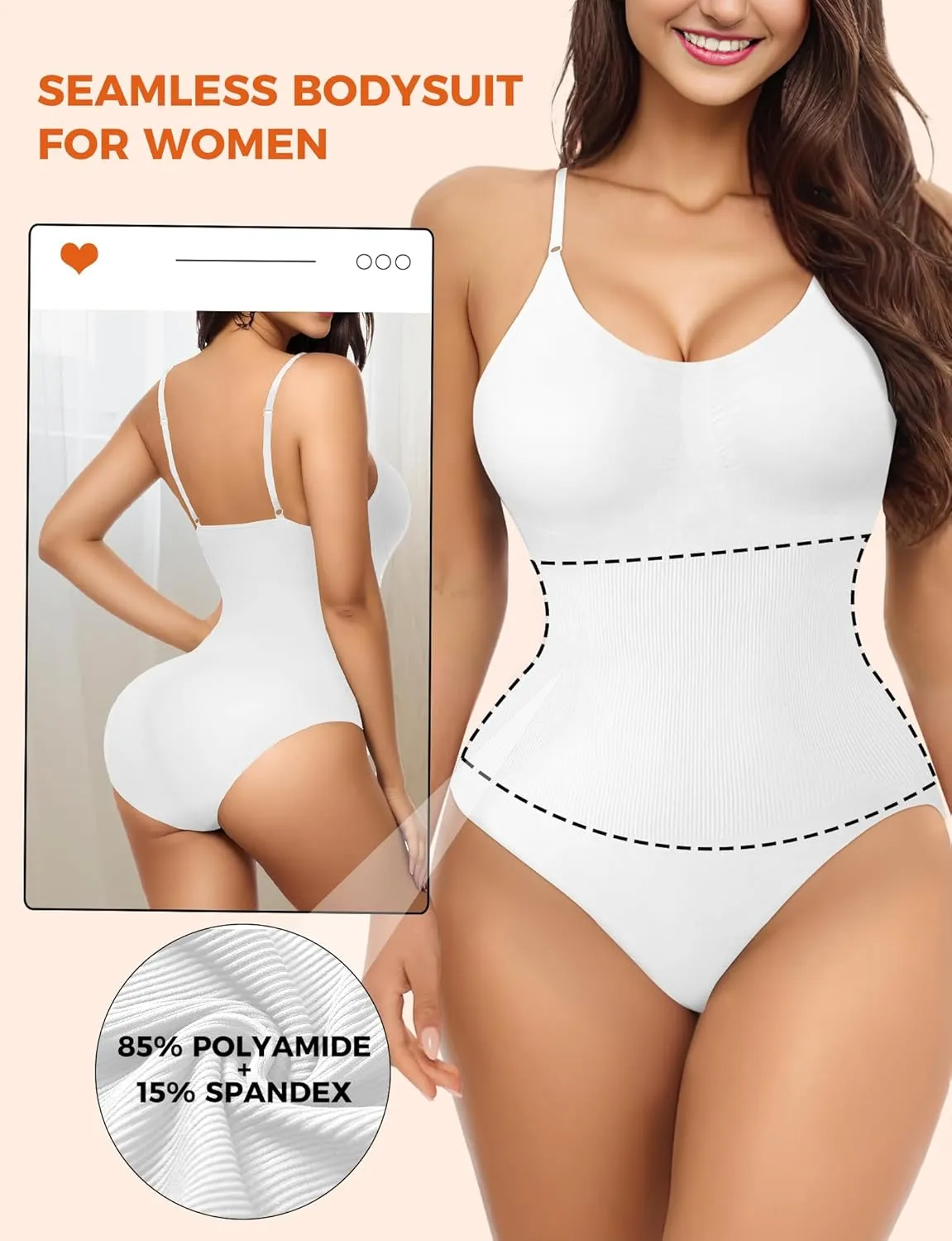 Bodysuits for Women Tummy control, Seamless Shapewear Bodysuit for Women, Sleeveless V neck Tank Top Clothing Woman