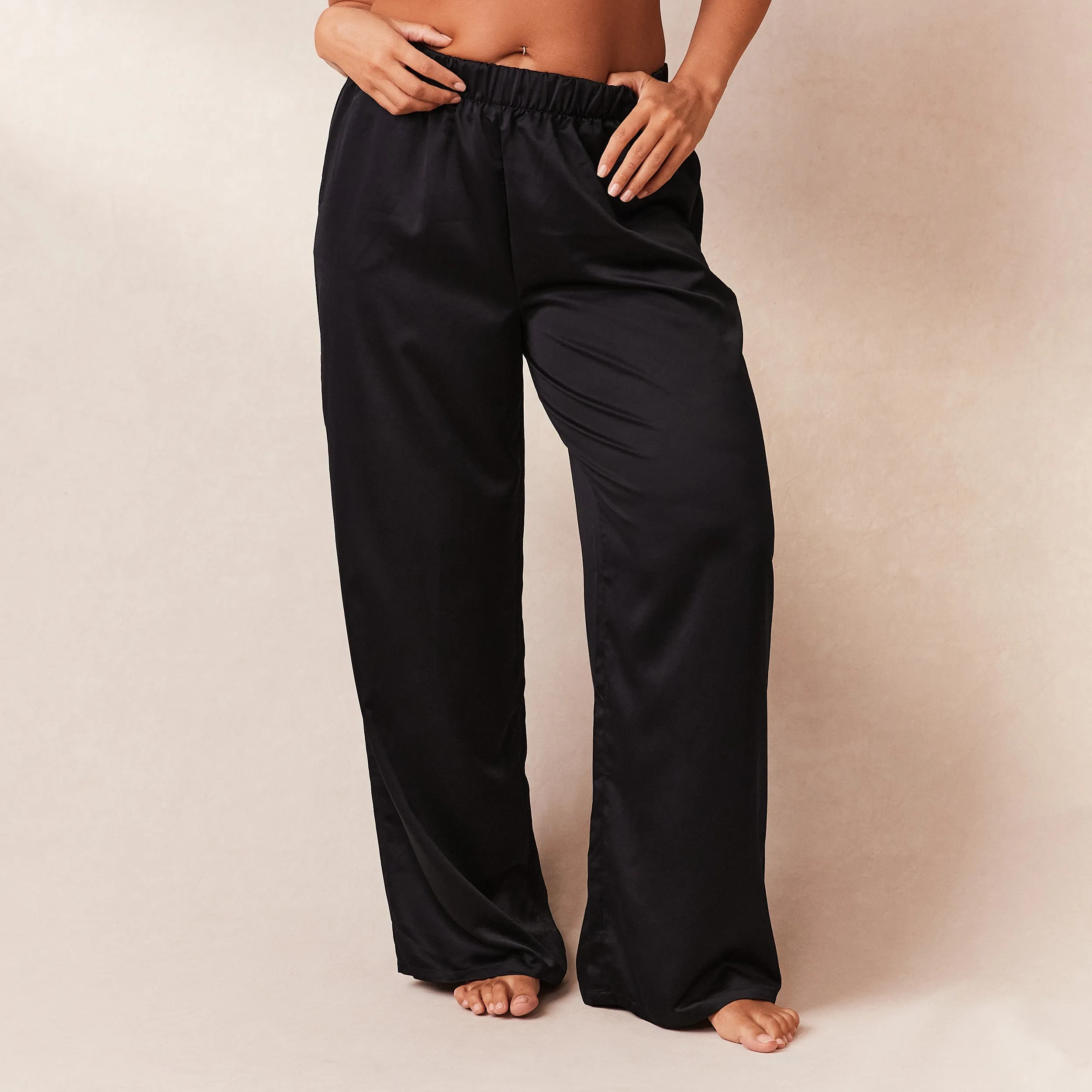 Classic Satin Pajama Pants - Black