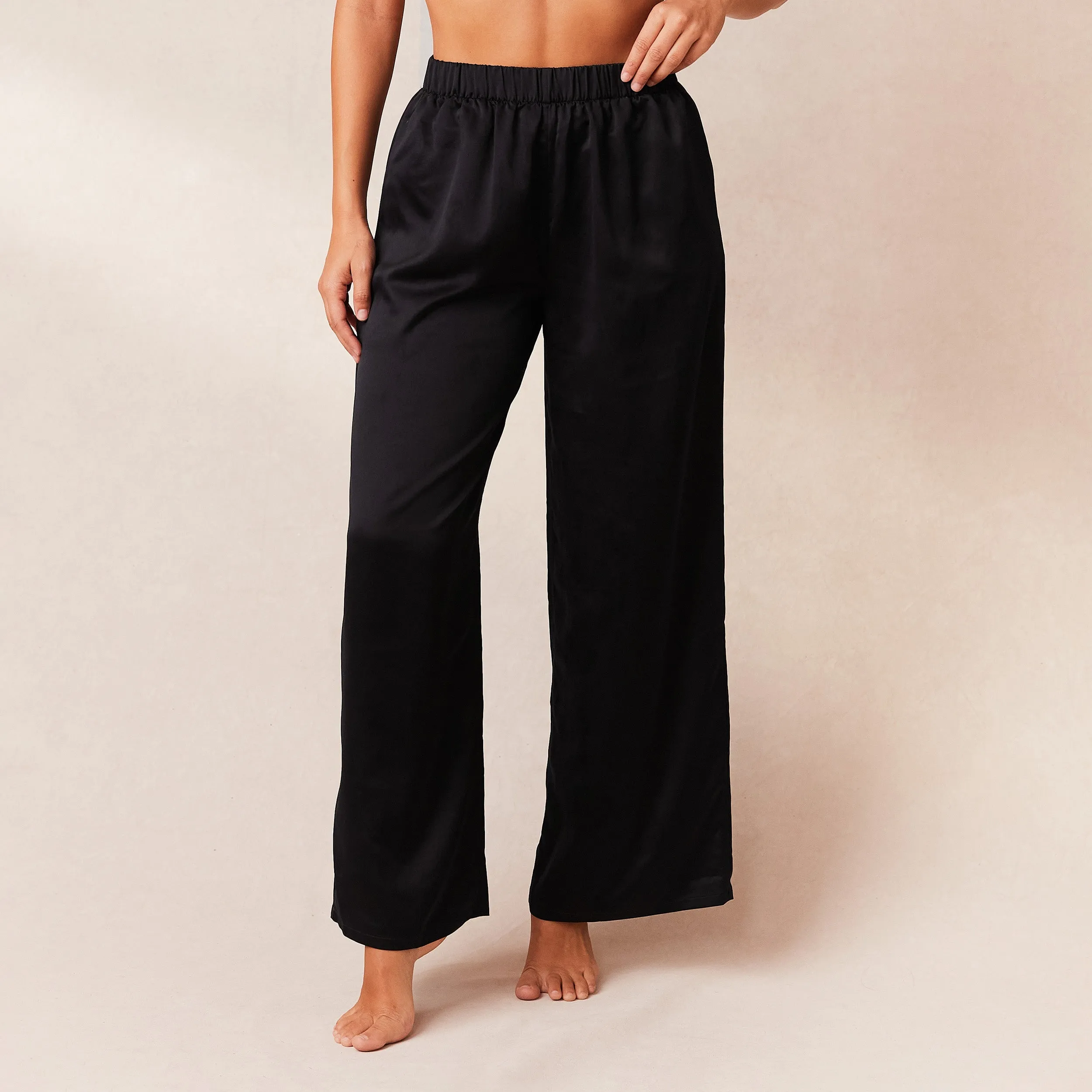 Classic Satin Pajama Pants - Black