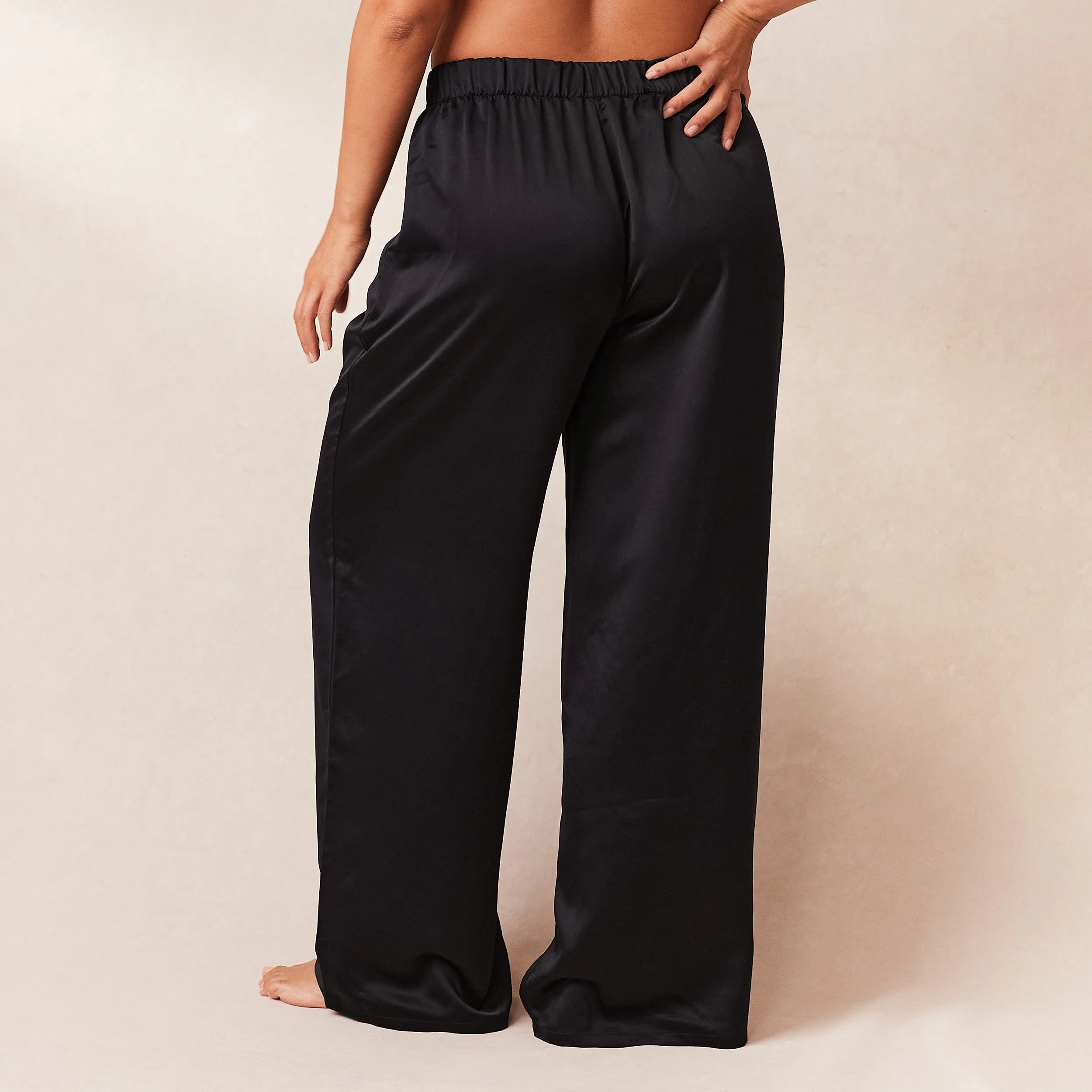 Classic Satin Pajama Pants - Black