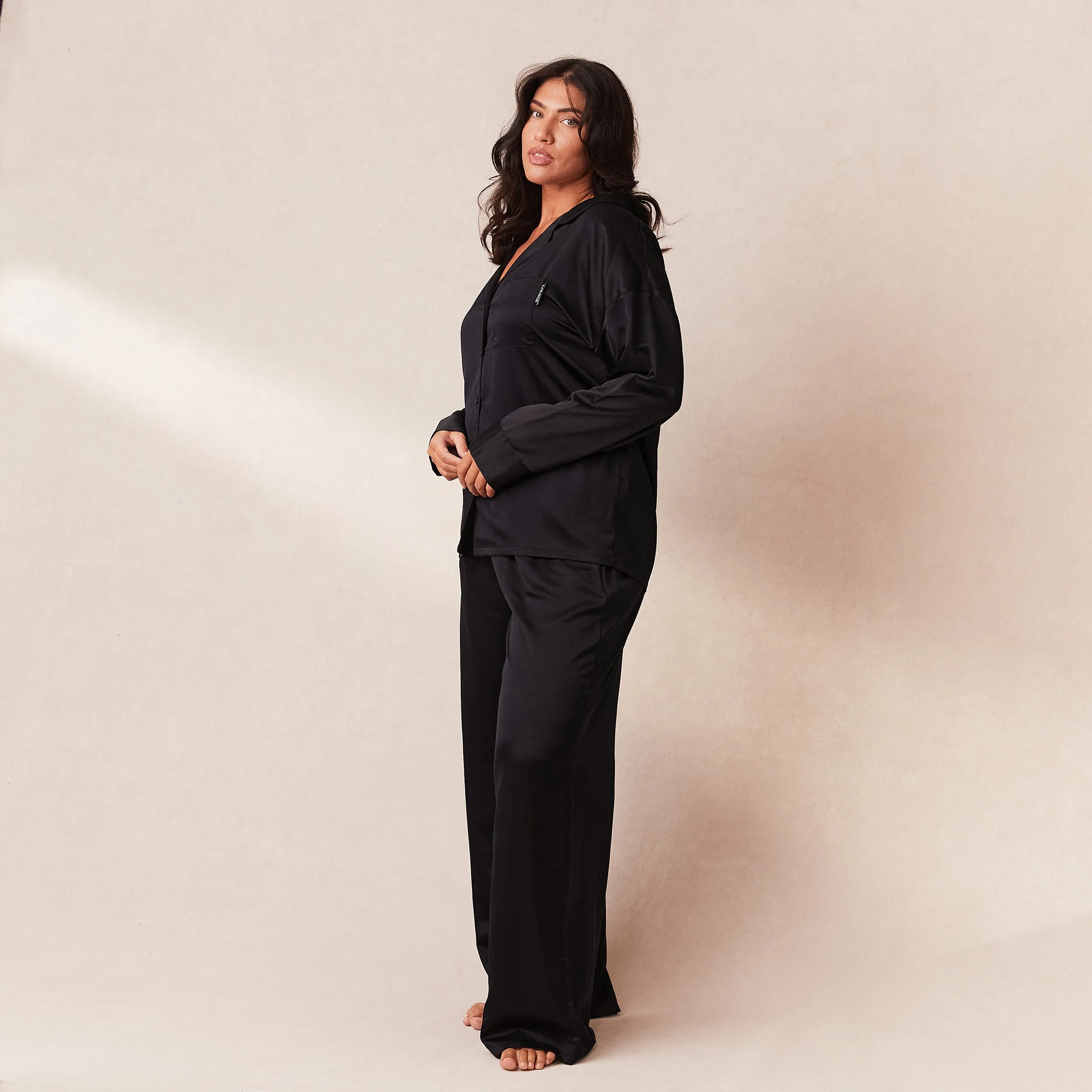 Classic Satin Pajama Pants - Black