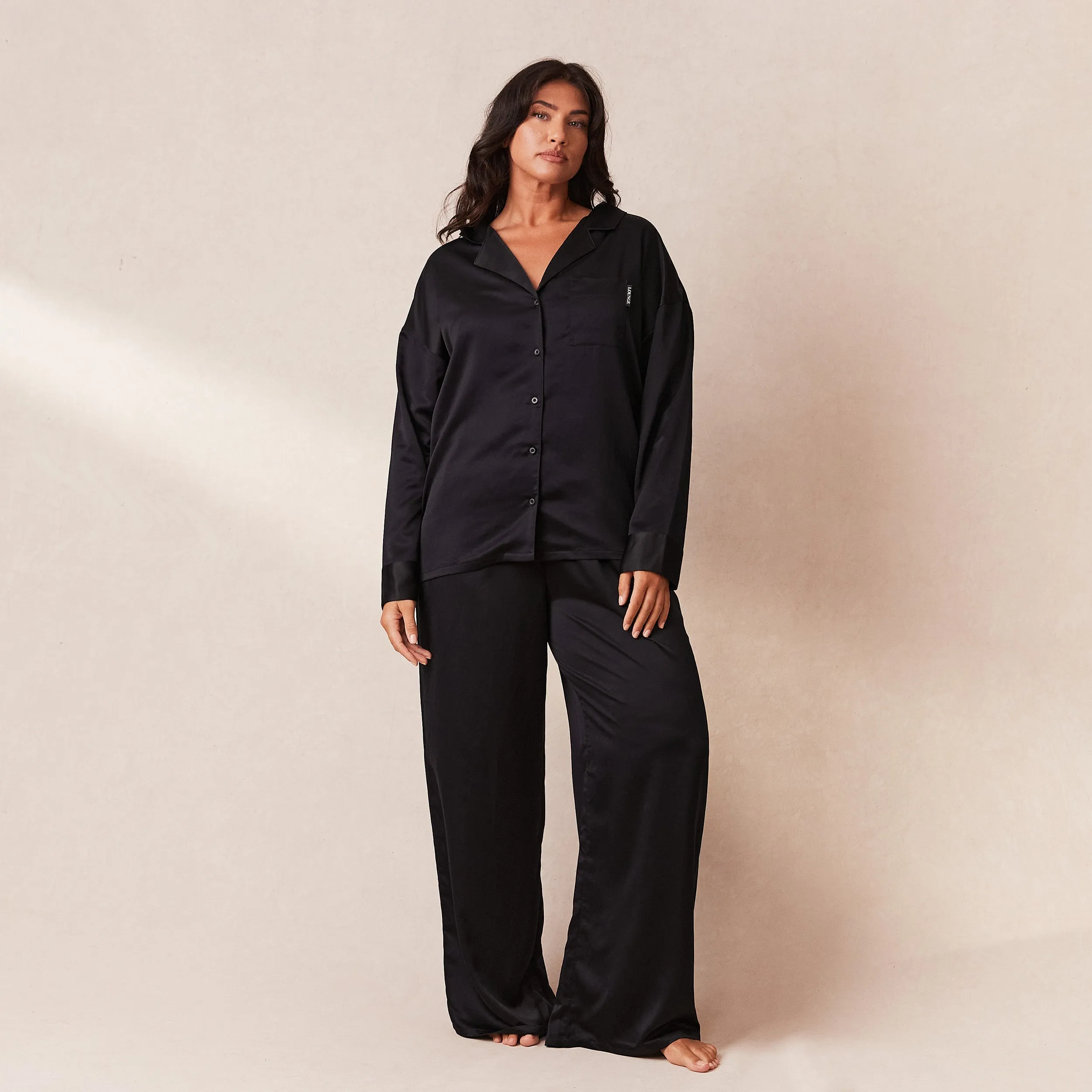 Classic Satin Pajama Pants - Black