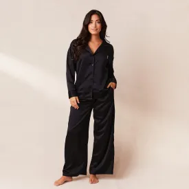 Classic Satin Pajama Pants - Black