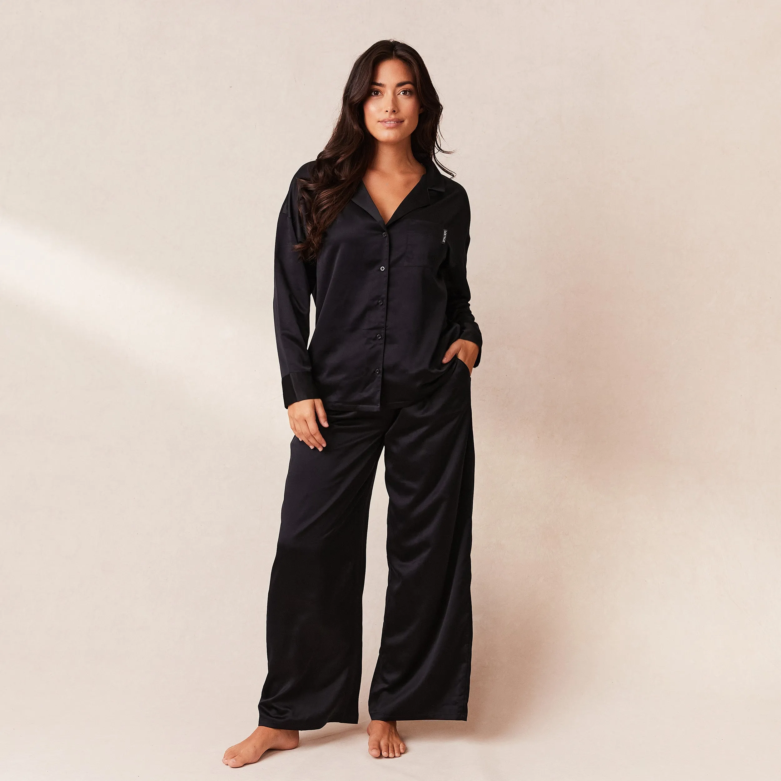 Classic Satin Pajama Pants - Black