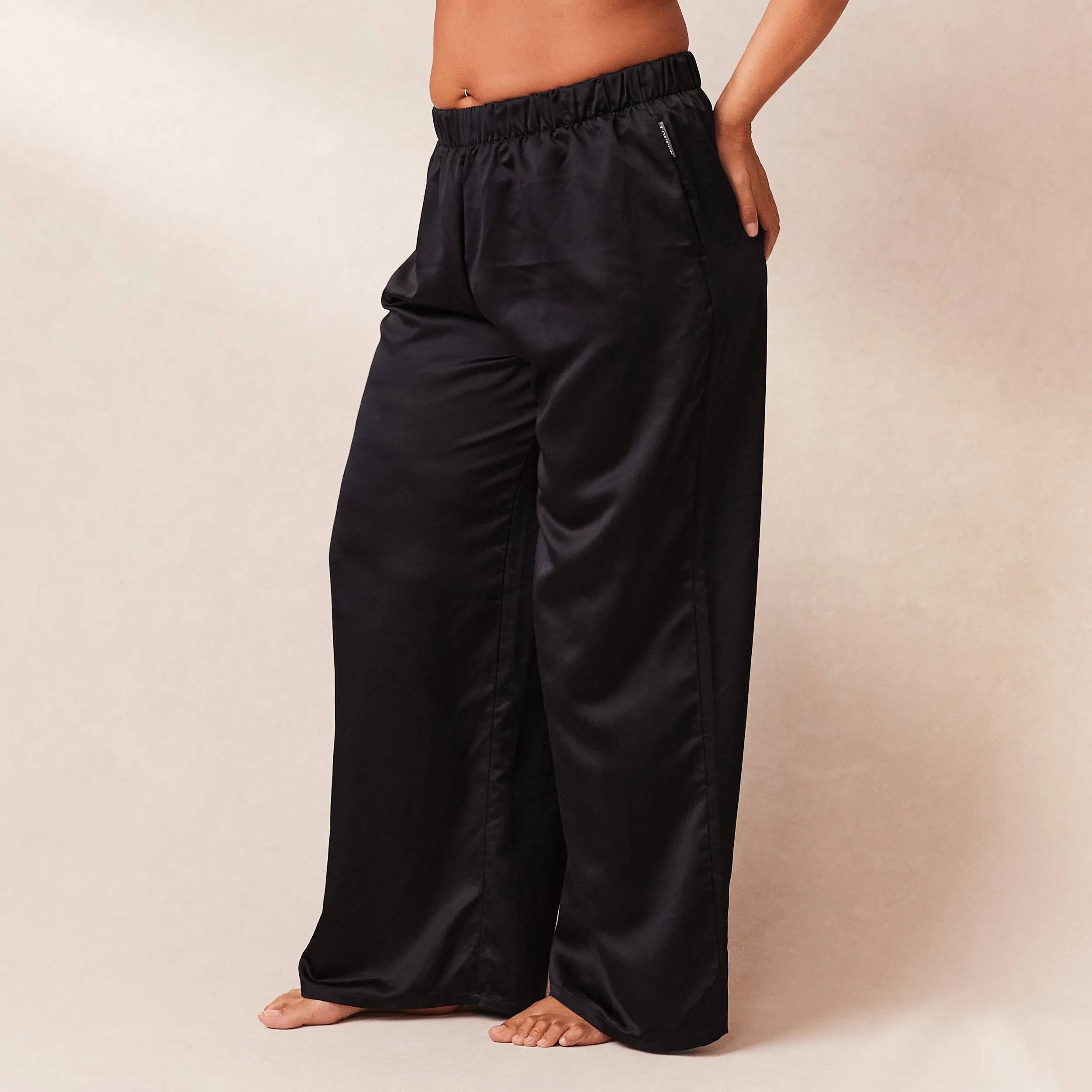 Classic Satin Pajama Pants - Black
