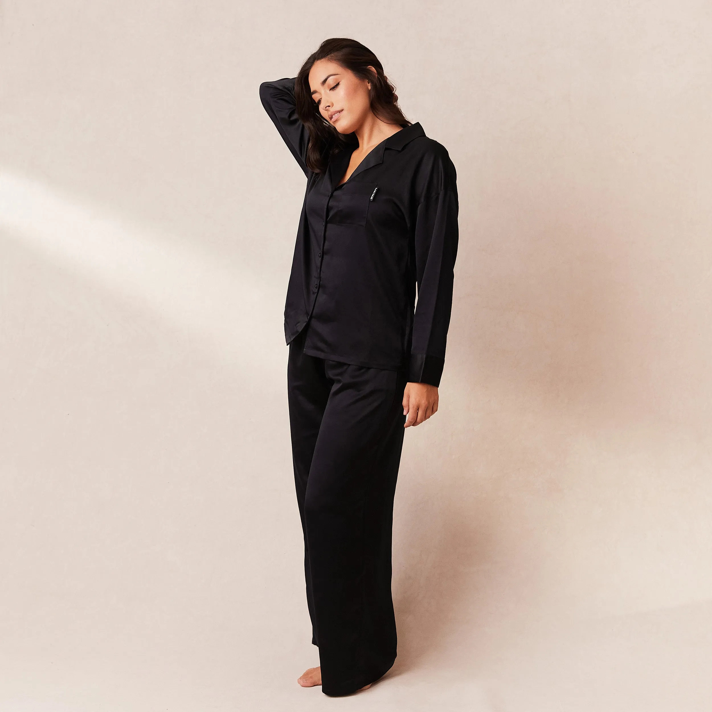 Classic Satin Pajama Pants - Black