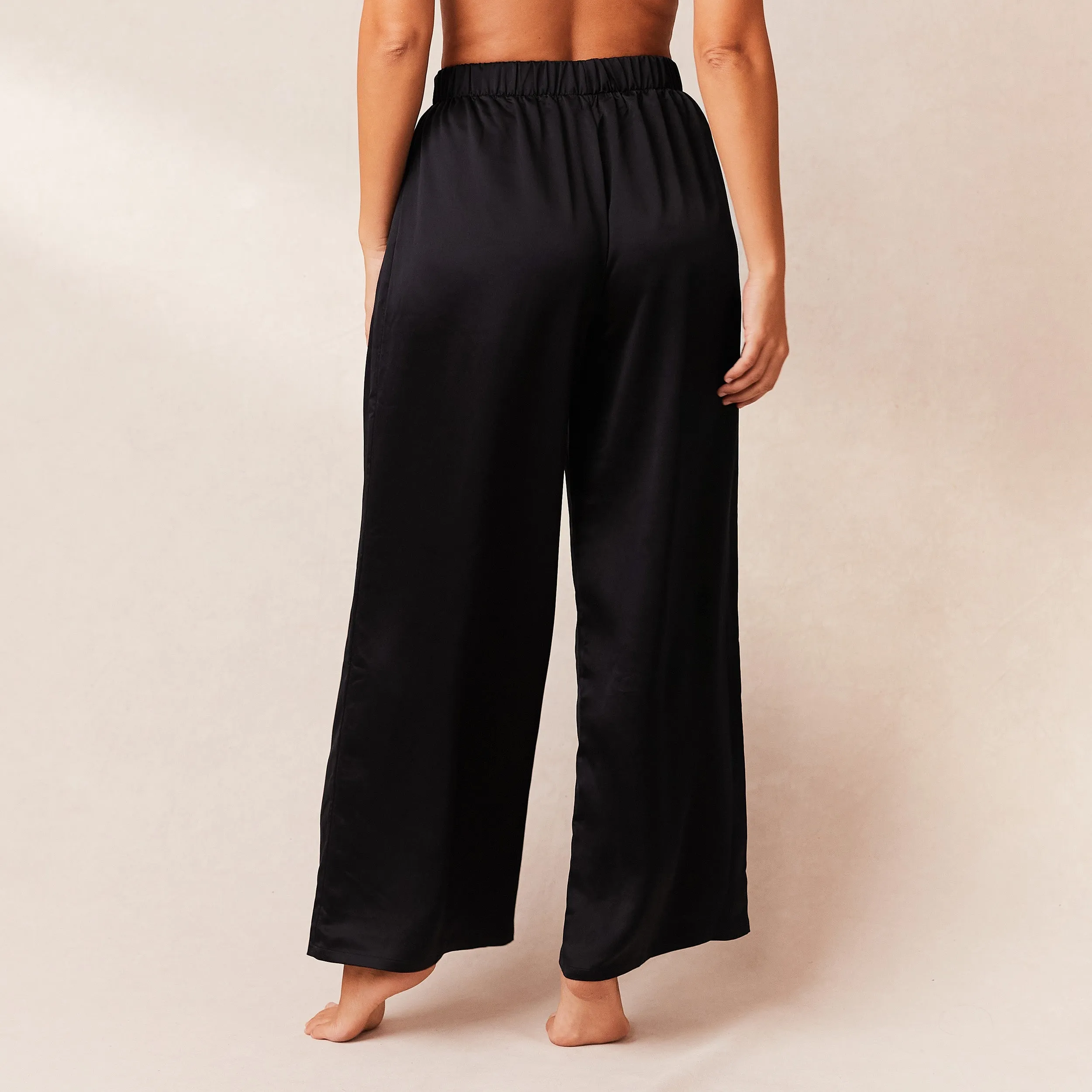 Classic Satin Pajama Pants - Black