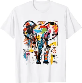 Colorful Abstract Elephant Graffiti Art T-Shirt