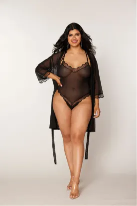 Double The Fierceness- Plus Size Teddy & Robe Set