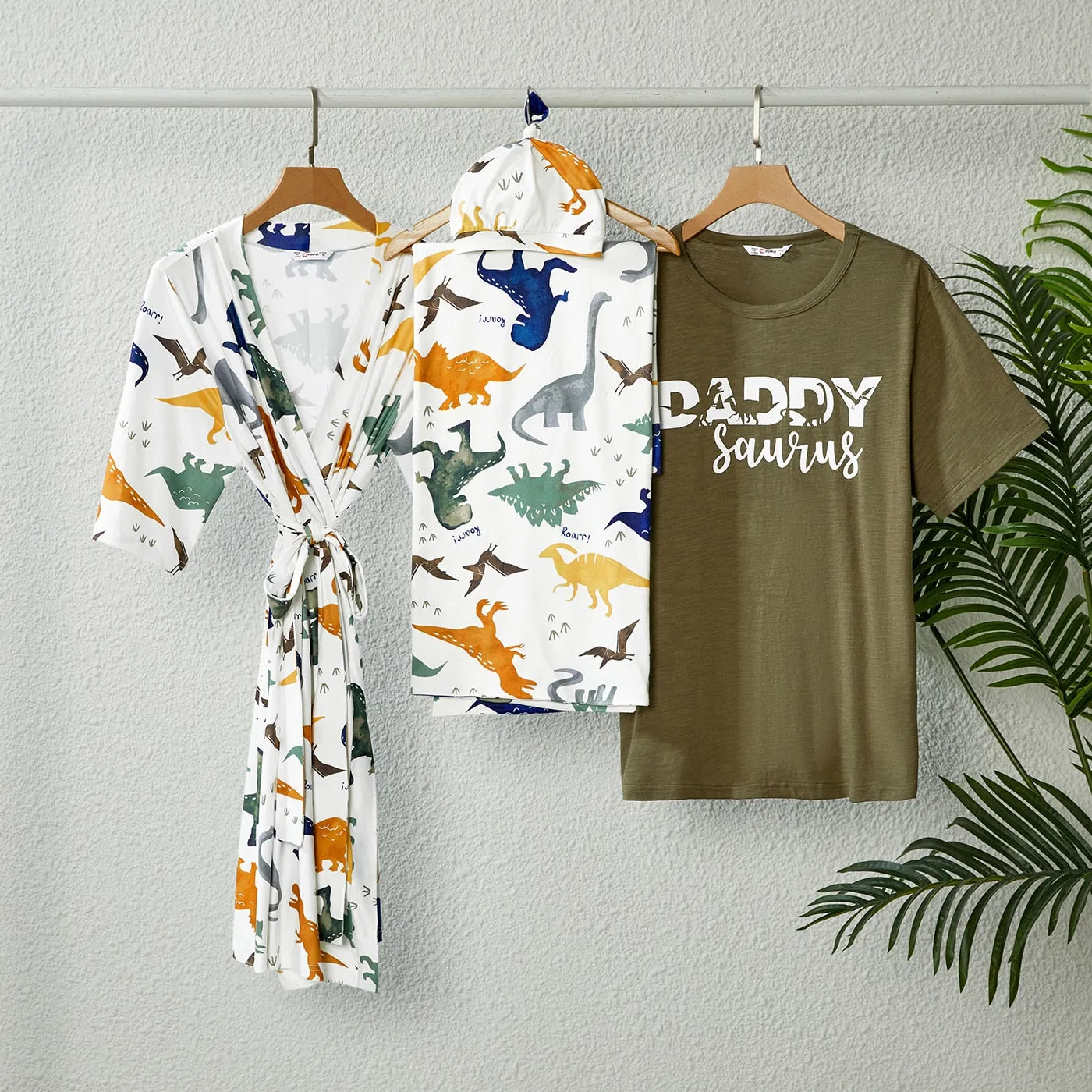 Family Matching Set Allover Half-sleeve Belted Robe and Swaddle Blanket or Cotton Short-sleeve Sets