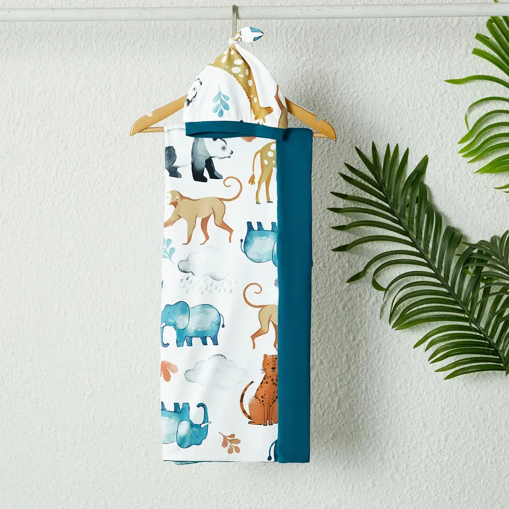 Family Matching Set Allover Half-sleeve Belted Robe and Swaddle Blanket or Cotton Short-sleeve Sets