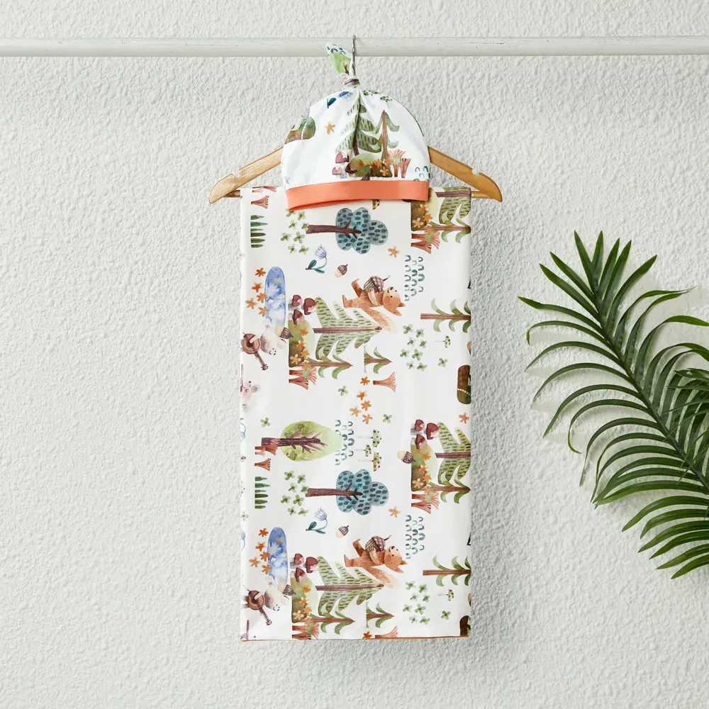 Family Matching Set Allover Half-sleeve Belted Robe and Swaddle Blanket or Cotton Short-sleeve Sets