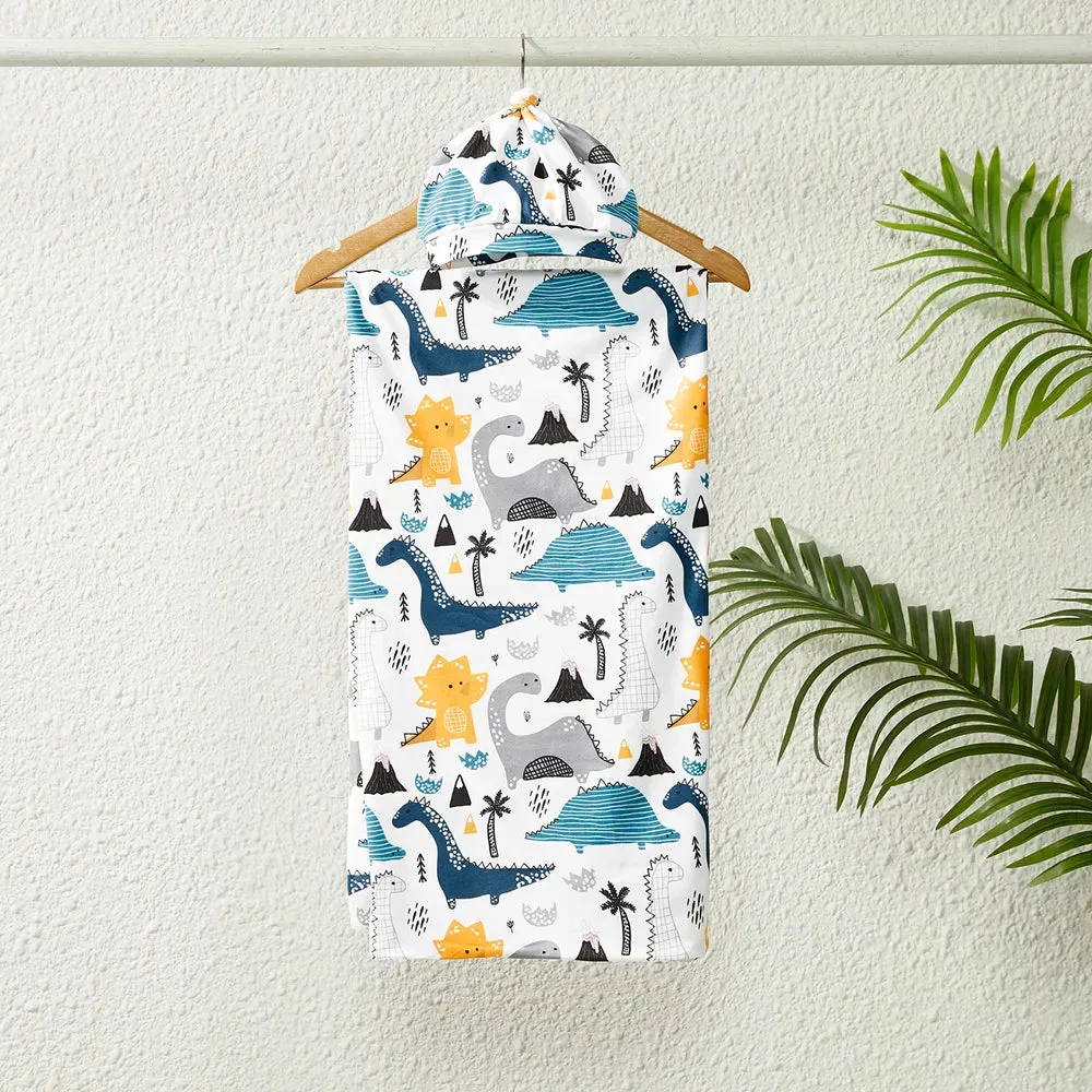 Family Matching Set Allover Half-sleeve Belted Robe and Swaddle Blanket or Cotton Short-sleeve Sets
