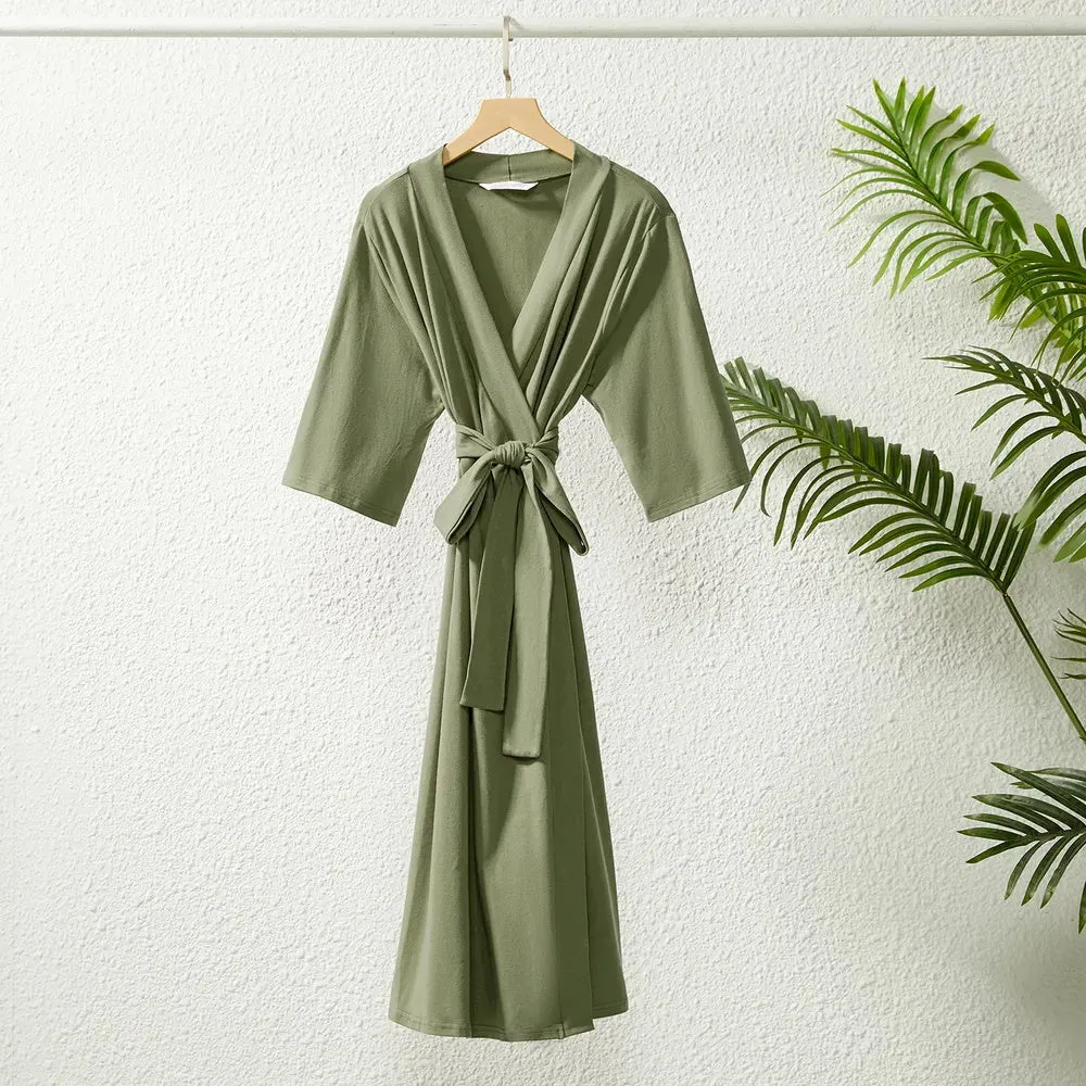 Family Matching Set Allover Half-sleeve Belted Robe and Swaddle Blanket or Cotton Short-sleeve Sets