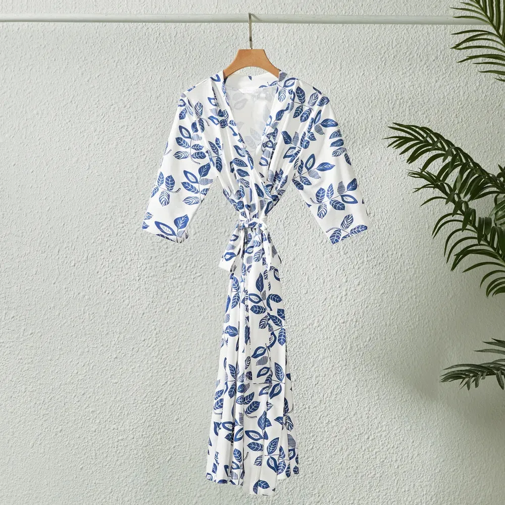 Family Matching Set Allover Half-sleeve Belted Robe and Swaddle Blanket or Cotton Short-sleeve Sets