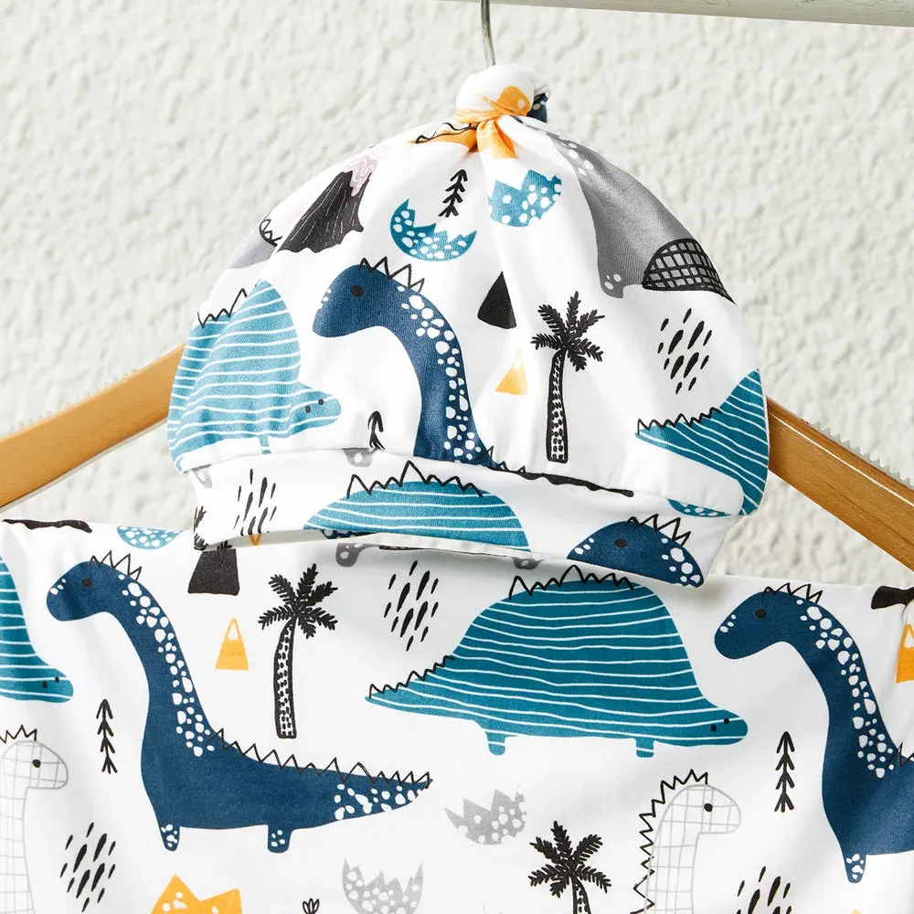 Family Matching Set Allover Half-sleeve Belted Robe and Swaddle Blanket or Cotton Short-sleeve Sets