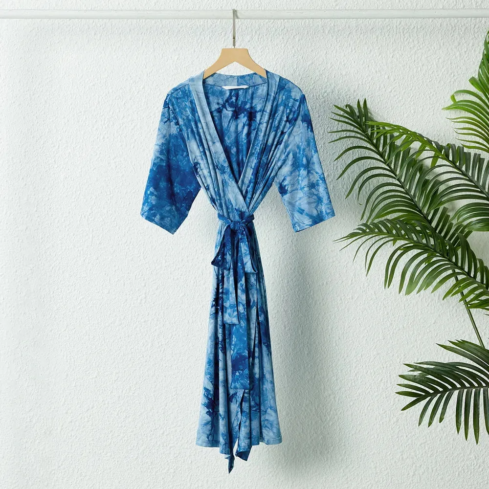 Family Matching Set Allover Half-sleeve Belted Robe and Swaddle Blanket or Cotton Short-sleeve Sets