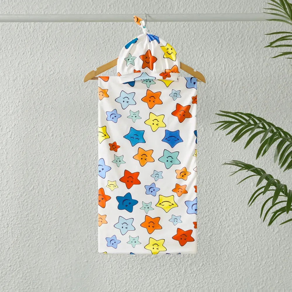 Family Matching Set Allover Half-sleeve Belted Robe and Swaddle Blanket or Cotton Short-sleeve Sets