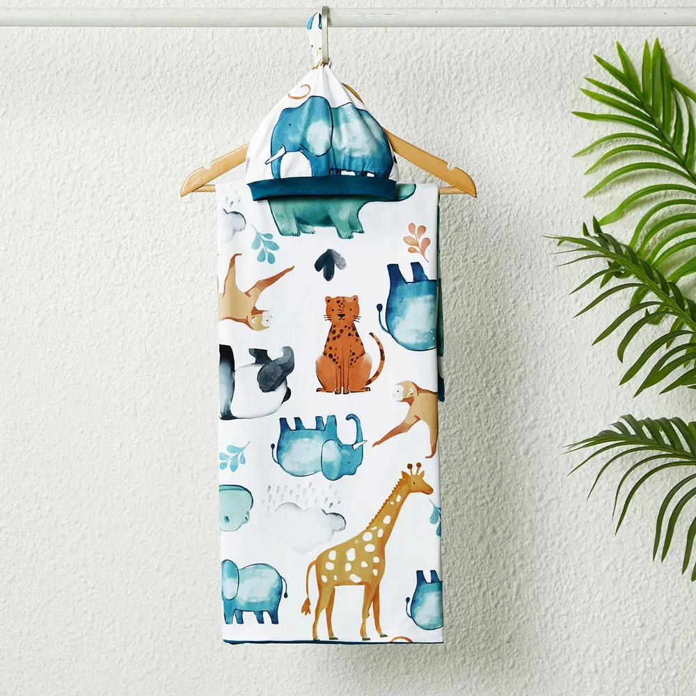Family Matching Set Allover Half-sleeve Belted Robe and Swaddle Blanket or Cotton Short-sleeve Sets