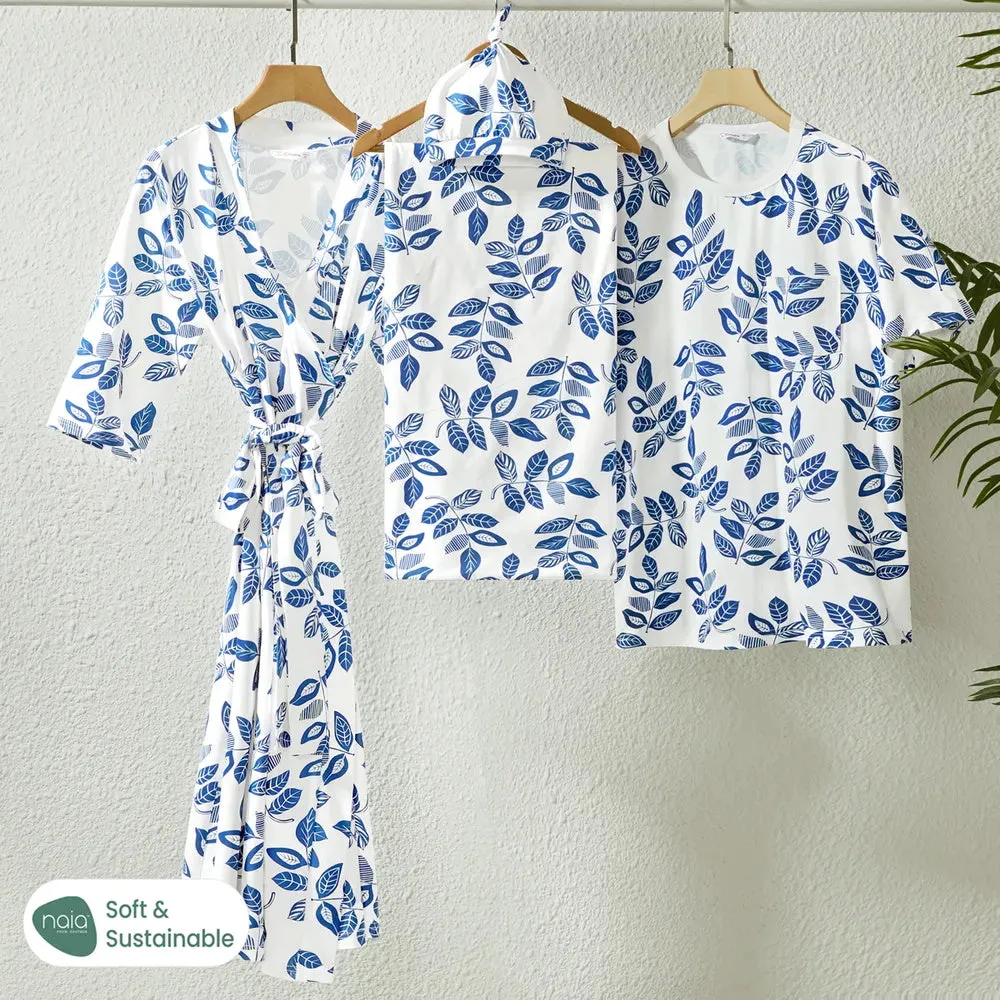 Family Matching Set Allover Half-sleeve Belted Robe and Swaddle Blanket or Cotton Short-sleeve Sets