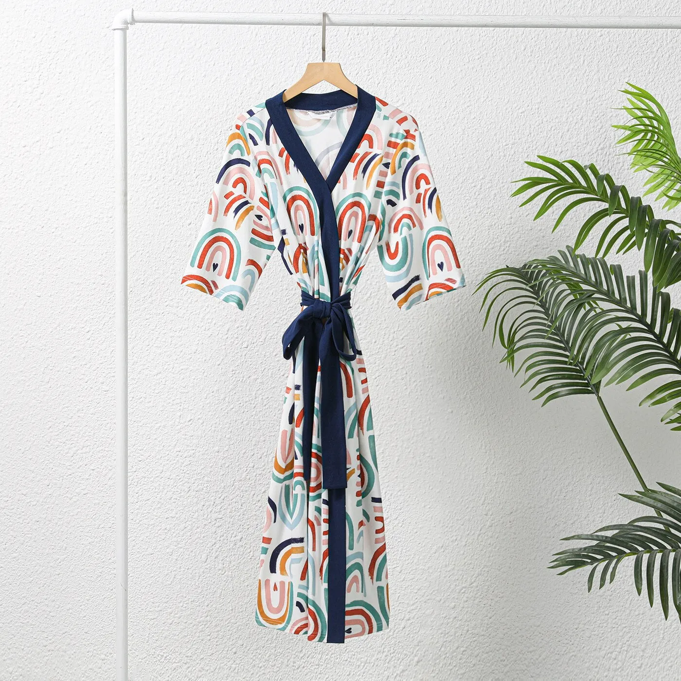 Family Matching Set Allover Half-sleeve Belted Robe and Swaddle Blanket or Cotton Short-sleeve Sets
