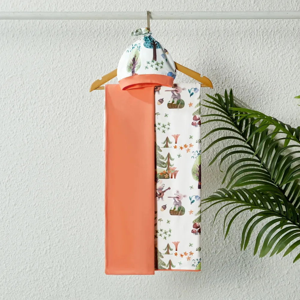 Family Matching Set Allover Half-sleeve Belted Robe and Swaddle Blanket or Cotton Short-sleeve Sets
