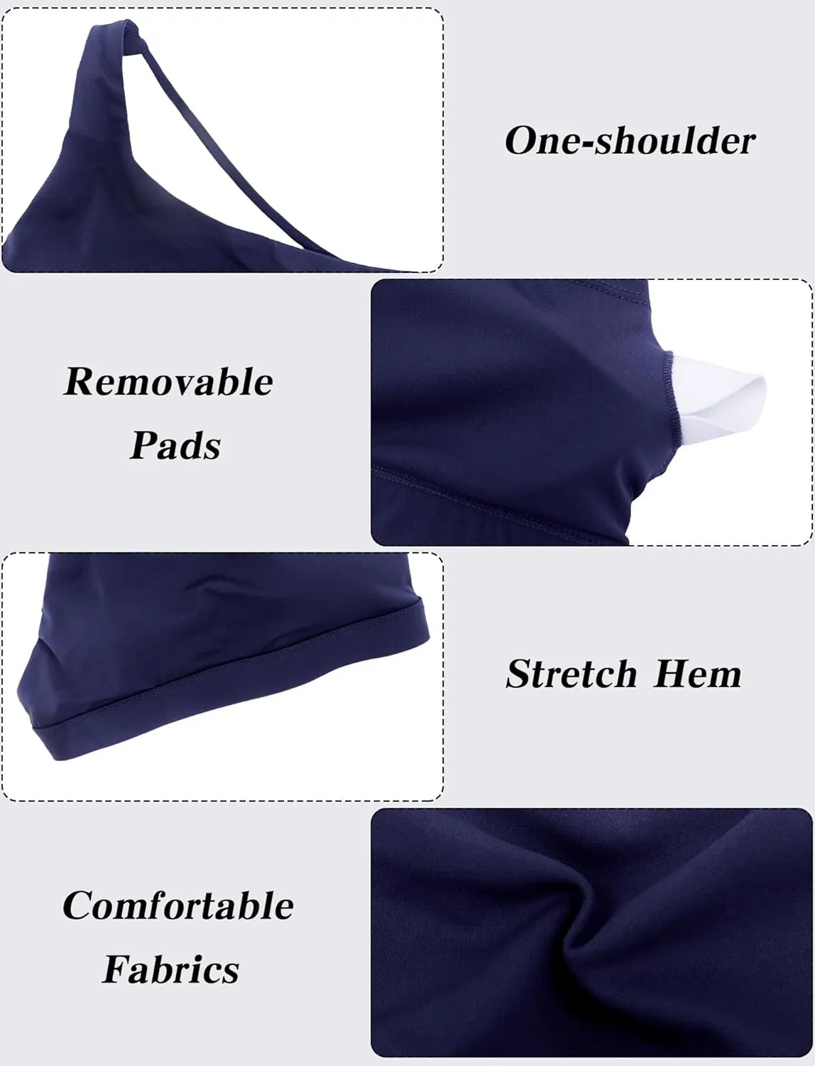 FEOYA Women One Shoulder Sports Bra Workout One Spaghetti Strap Asymmetrical Backless Bra Fitness Training Gym Yoga Wear