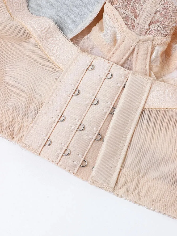 Floral Embroidered Wireless Full Cup Lightly Lined Bra