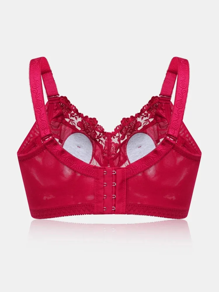 Floral Embroidered Wireless Full Cup Lightly Lined Bra