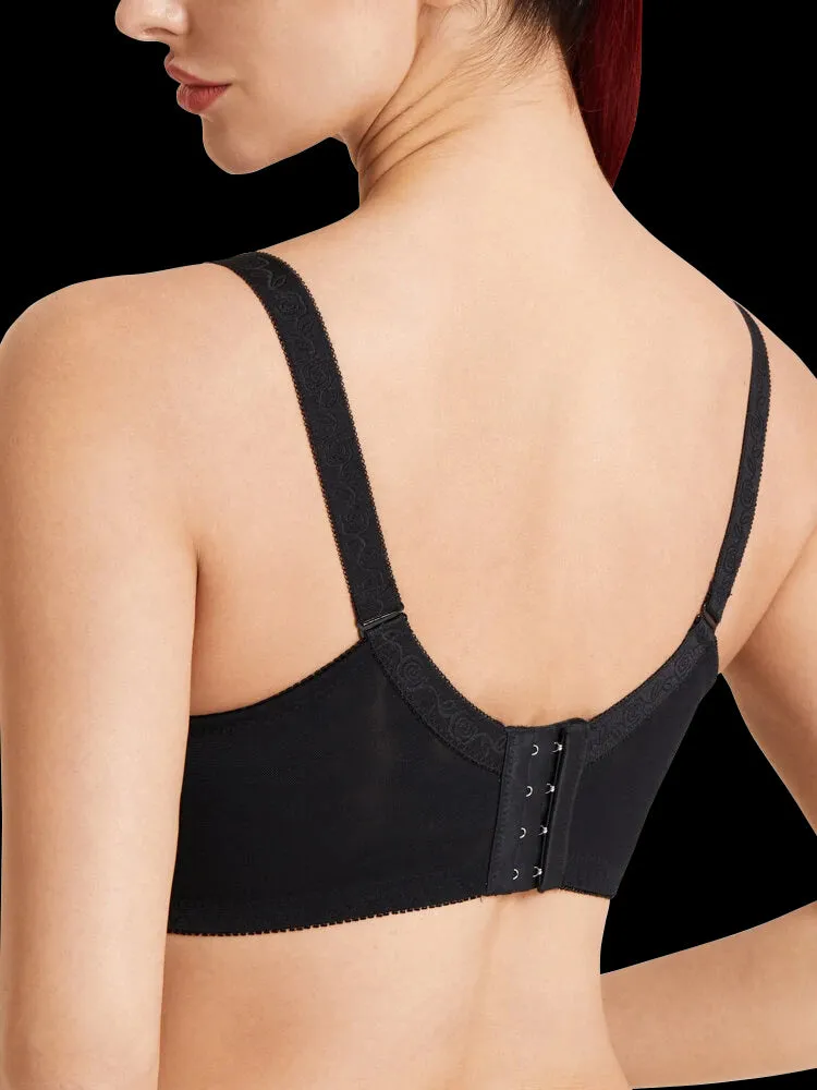 Floral Embroidered Wireless Full Cup Lightly Lined Bra