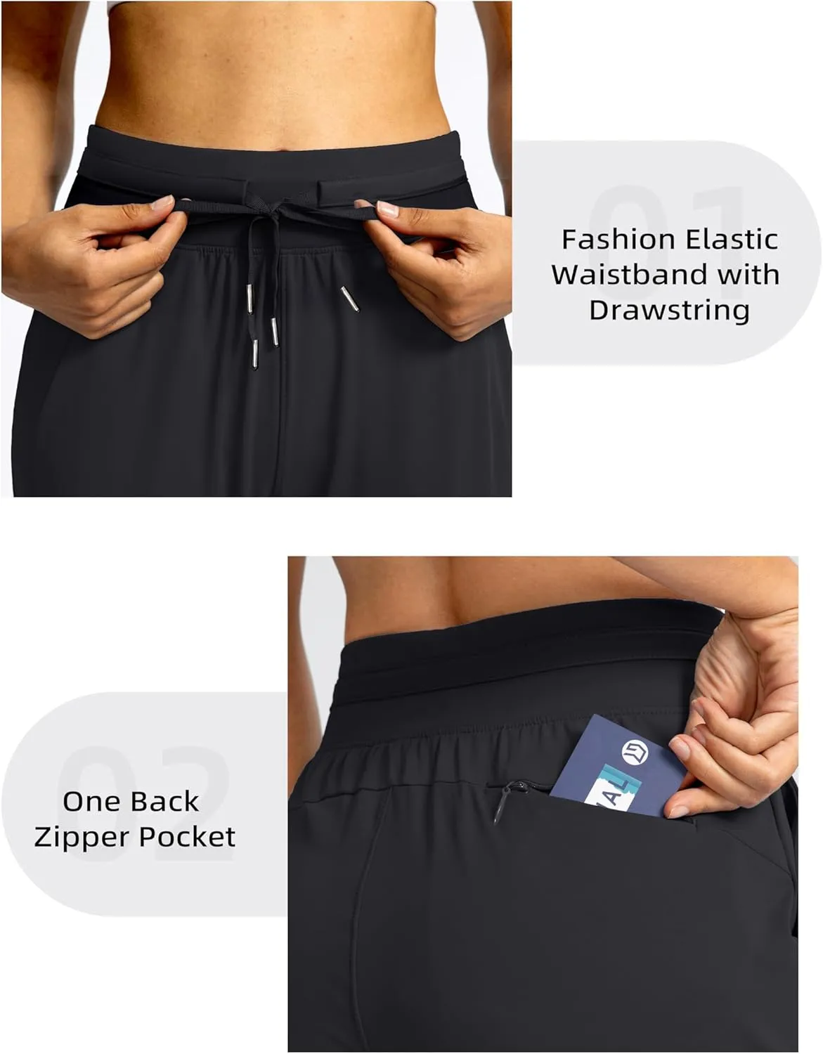 G Gradual Women's Joggers Pants with Zipper Pockets High Waisted Athletic Tapered Sweatpants for Women Workout Lounge
