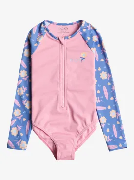 Girls 2-7 Lorem Long-Sleeve Front-Zip Swimsuit - Ultramarine Lorem