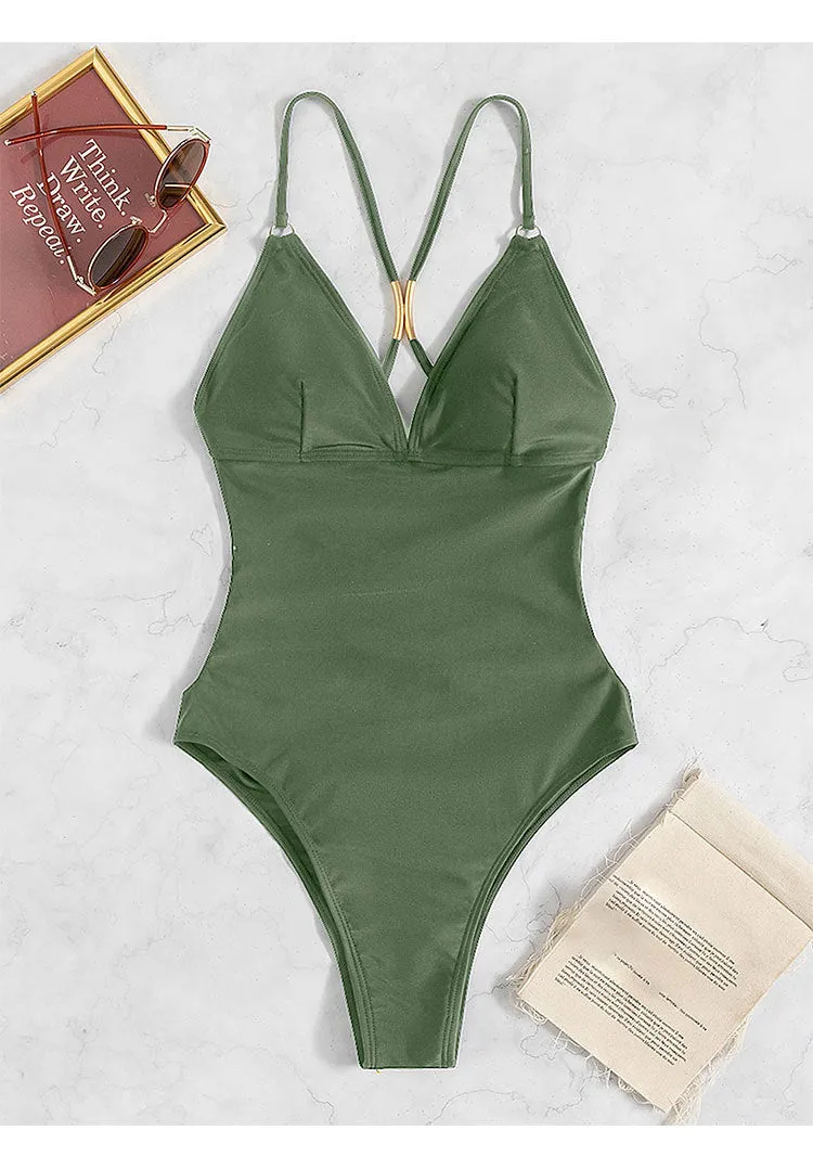 Hollow One-piece Backless Bikini