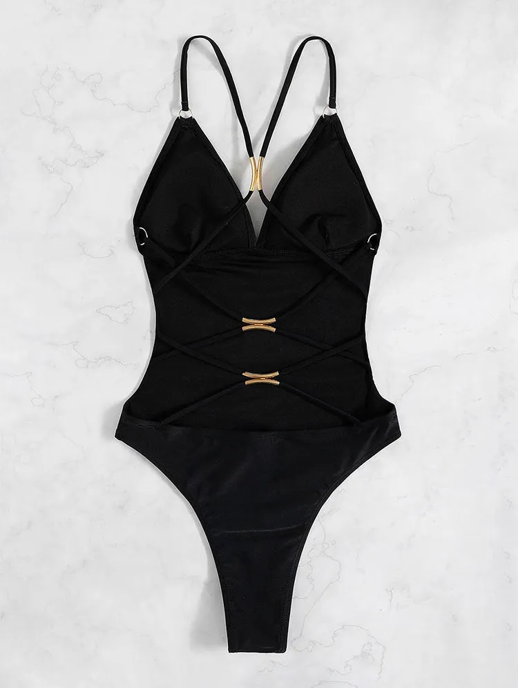 Hollow One-piece Backless Bikini