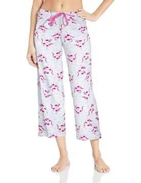HUE Women?s SleepWell Basic Printed Knit Performance Sleep Capri Pajama Pant