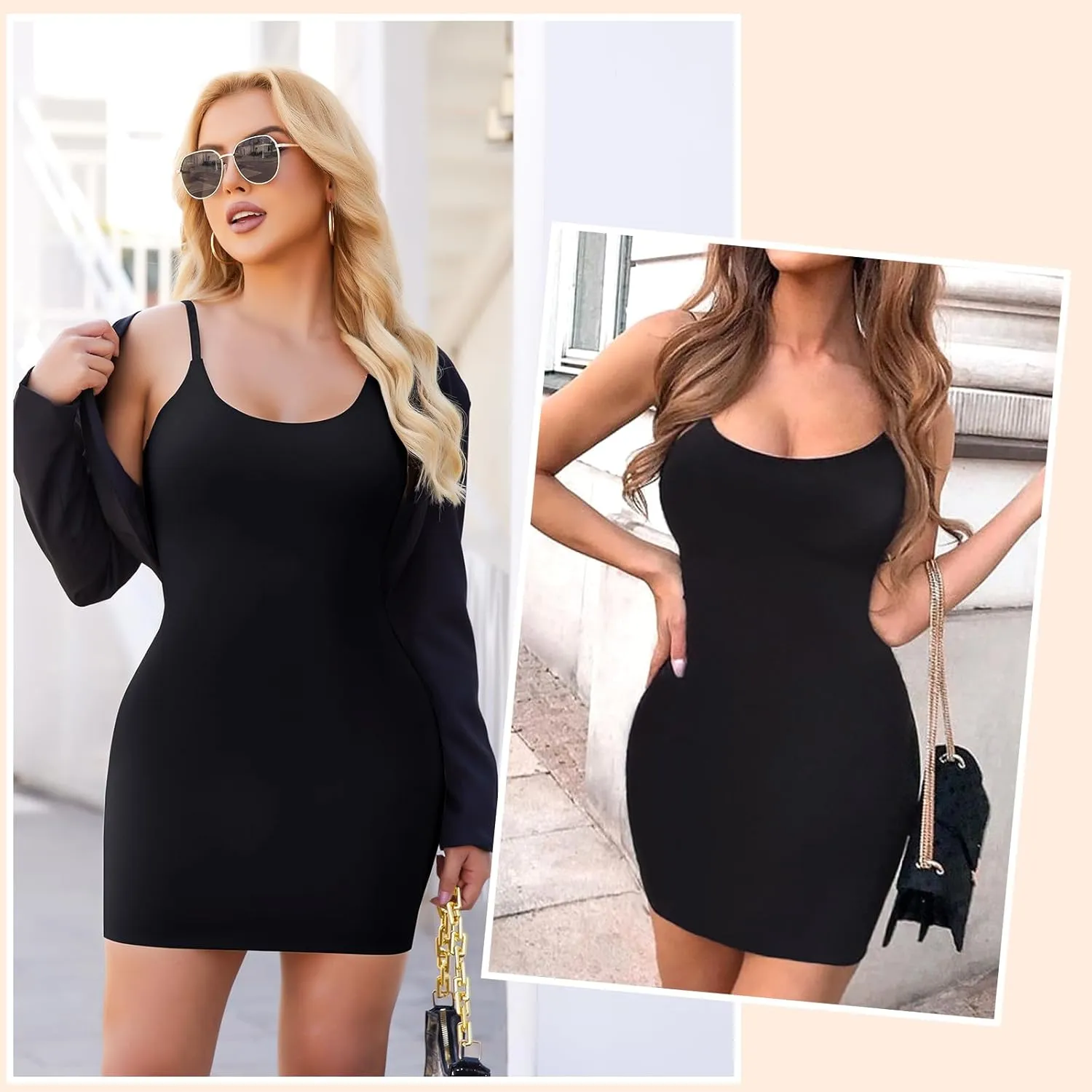 JOYSHAPER Body Shaper for Women Full Slips for Under Dress Adjustable Spaghetti Strap